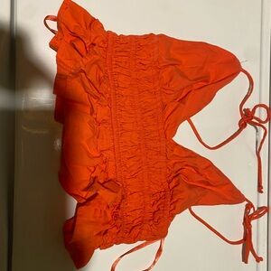 Bright Orange Ruffled Bikini Top